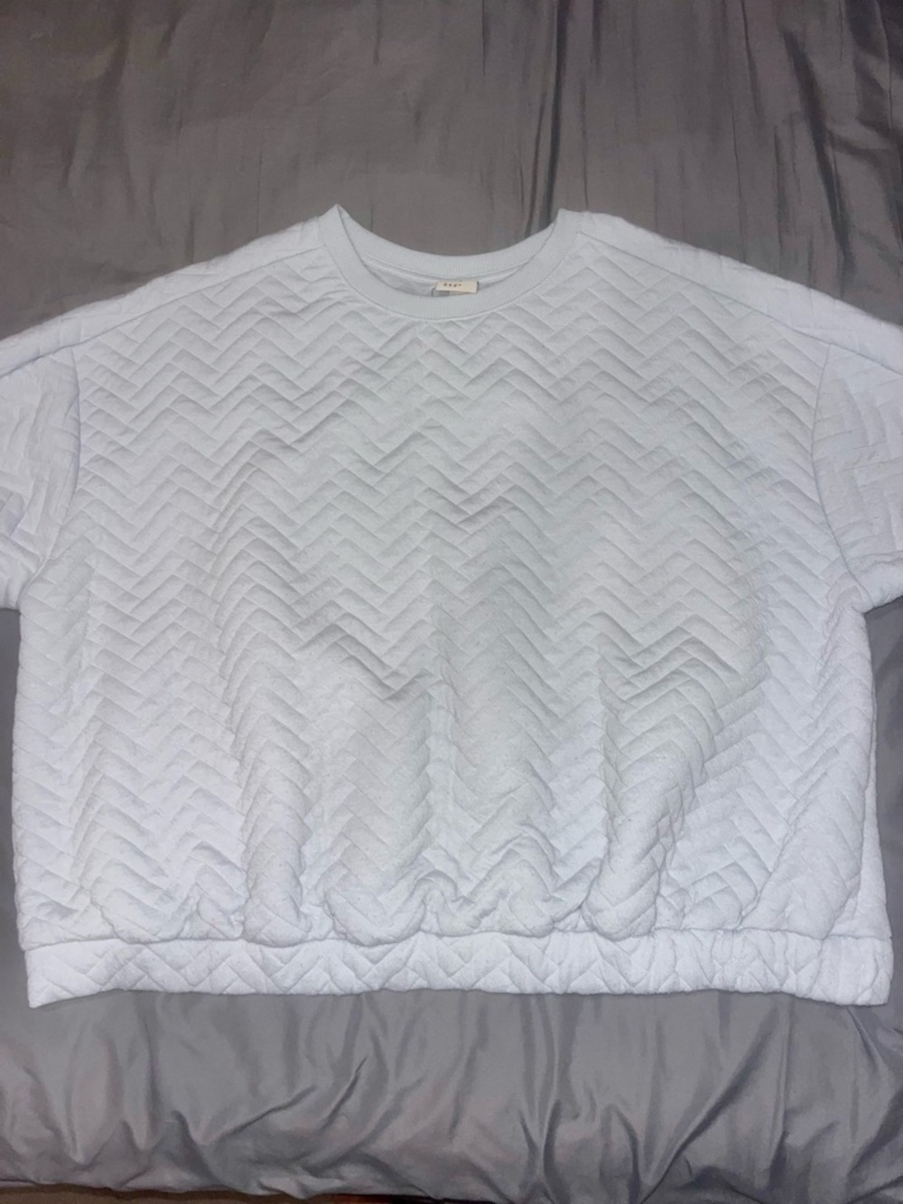 a new day Light Blue Quilted Cropped Crewneck